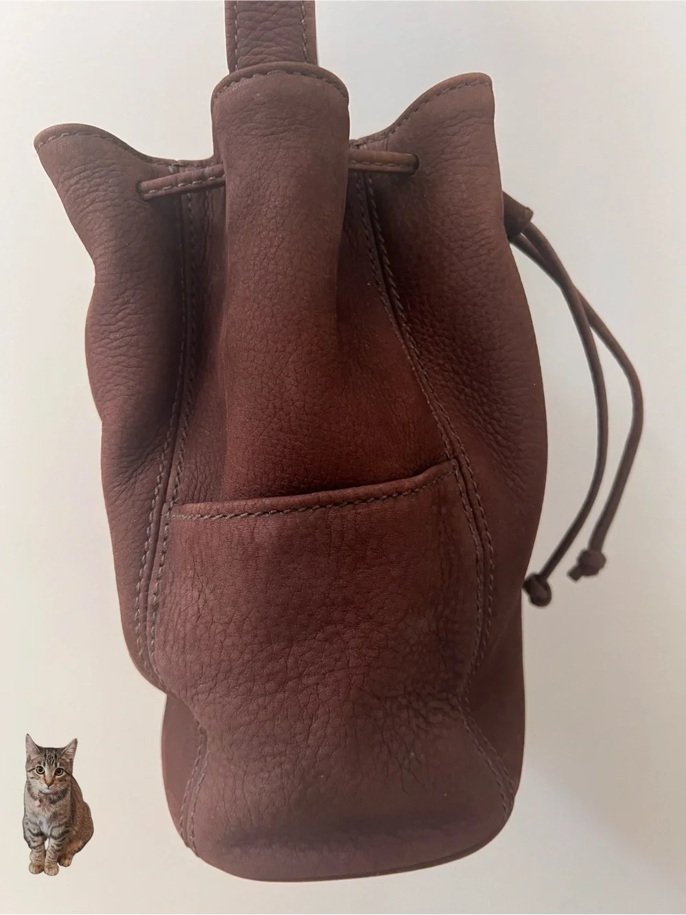 Vintage Coach Pocket Drawstring Nubuck Chocolate 4956